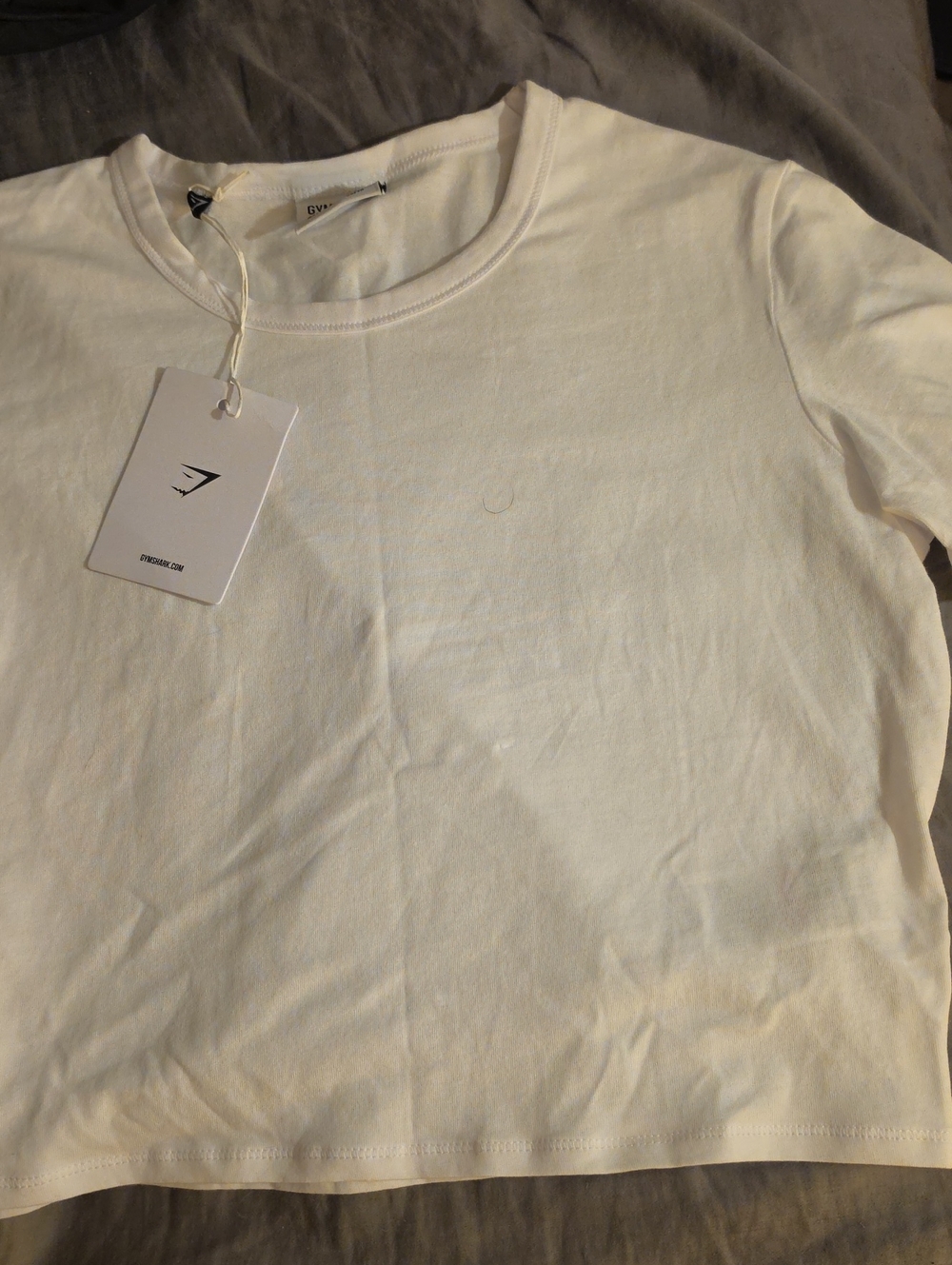 Nwt Gymshark Womens Gymshark White Crew Neck T-Shirt Cropped Size M